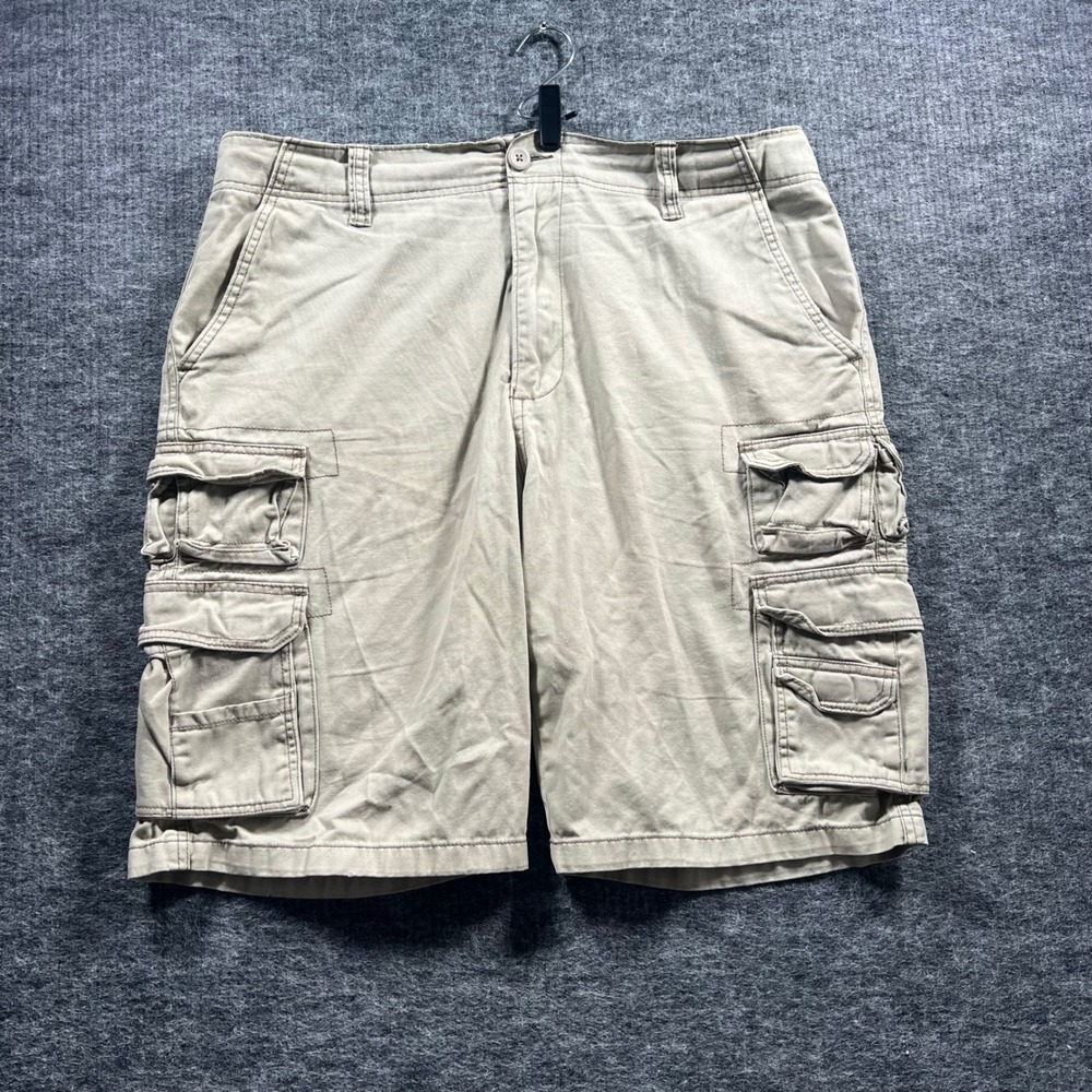 OP Ocean Pacific Mens Cargo Shorts Size 38 Wheat Tan Cotton Multi Pocket